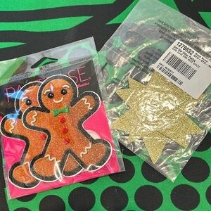 Set of 2 Pasties gold glitter star & pastease gingerbread man pasties new w/tags